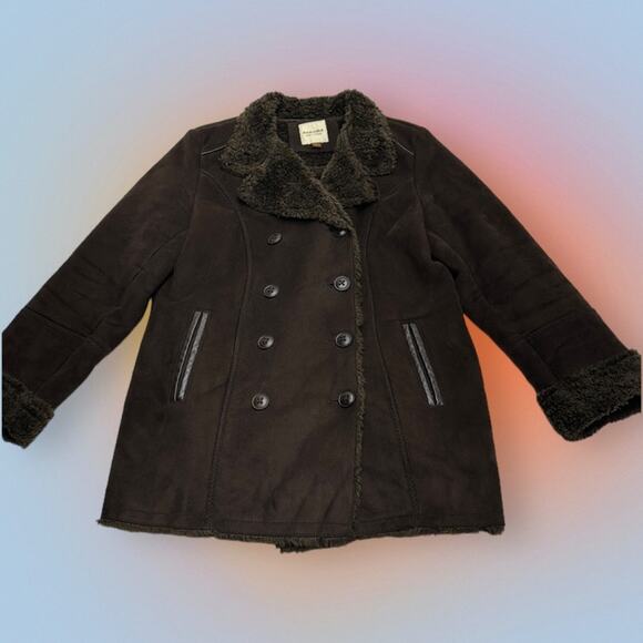 SONOMA Women’s Medium Brown Faux Suede and Fur Jacket - Picture 2 of 7